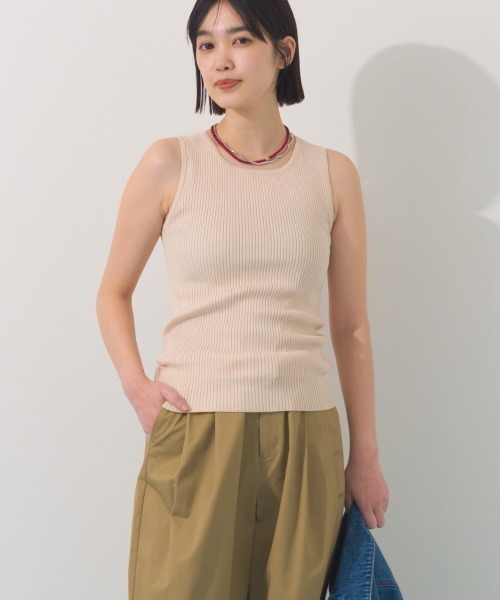 OMNES(オムネス)の「横編みリブタンクトップ(タンクトップ・レディース・オートミール/ライトグレー/アイボリー/ブラック・FREE)」の5枚目の写真