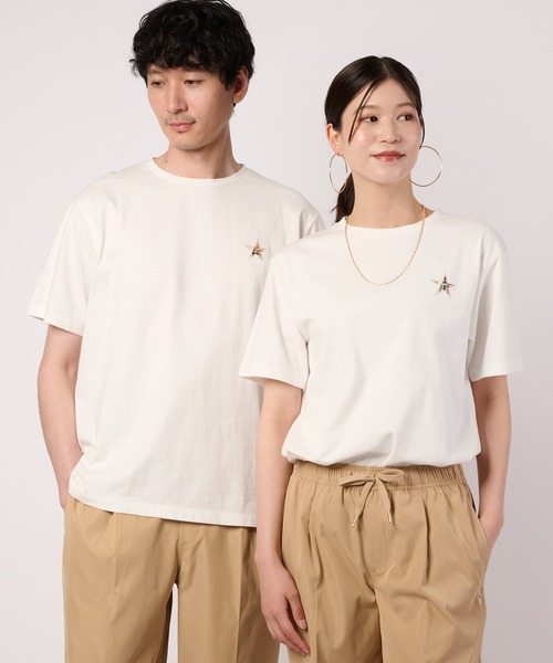 Arnold Palmer(アーノルドパーマー)の「スターモチーフ シェア Tシャツ(Tシャツ/カットソー・レディース・オレンジ/ホワイト・LL/L/M/S/XS)」の1枚目の写真