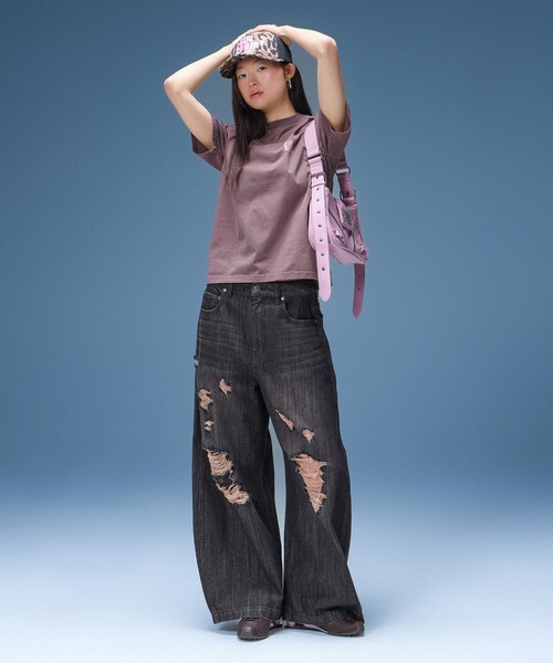 X-girl（エックスガール）の「XG EMBLEM BUCKLE PANELED SHOULDER BAG（ショルダーバッグ・レディース・ブラック/ピンク・ONE SIZE）」の4枚目の写真