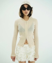 CLANE（クラネ）の「SHEER HOODED KNIT CARDIGAN（パーカー）」