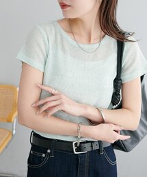 【WEB限定】シアーワッフルクルーネックコンパクトTシャツ