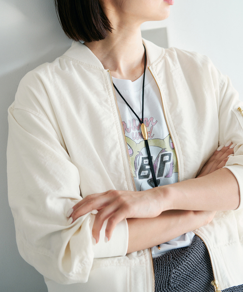 IENA（イエナ）の「ウォッシャブル ライトエアリーMA-1（MA-1・レディース・アイボリー・FREE）」の8枚目の写真