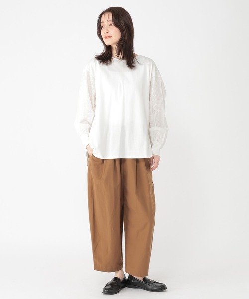 studio CLIP（スタディオクリップ）の「ダブルフロントレースドッキングプルオーバー（Tシャツ/カットソー・レディース・オフホワイト/ラベンダー/ブラック/ライトグリーン・FREE）」の11枚目の写真