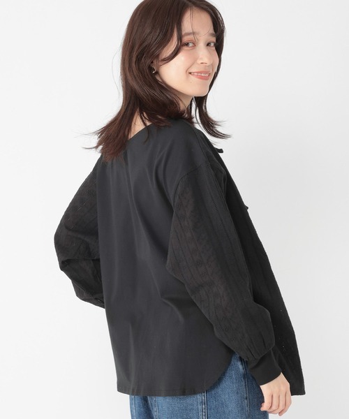 studio CLIP（スタディオクリップ）の「ダブルフロントレースドッキングプルオーバー（Tシャツ/カットソー・レディース・オフホワイト/ラベンダー/ブラック/ライトグリーン・FREE）」の13枚目の写真