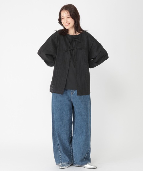 studio CLIP（スタディオクリップ）の「ダブルフロントレースドッキングプルオーバー（Tシャツ/カットソー・レディース・オフホワイト/ラベンダー/ブラック/ライトグリーン・FREE）」の14枚目の写真