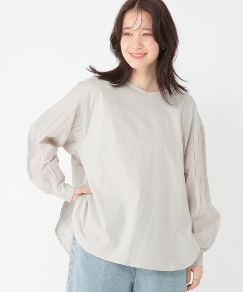 studio CLIP（スタディオクリップ）の「ダブルフロントレースドッキングプルオーバー（Tシャツ/カットソー・レディース・オフホワイト/ラベンダー/ブラック/ライトグリーン・FREE）」の17枚目の写真