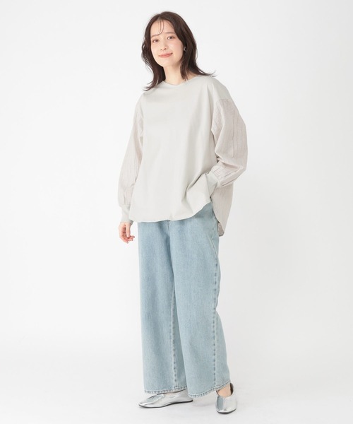 studio CLIP（スタディオクリップ）の「ダブルフロントレースドッキングプルオーバー（Tシャツ/カットソー・レディース・オフホワイト/ラベンダー/ブラック/ライトグリーン・FREE）」の19枚目の写真