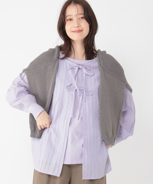 studio CLIP（スタディオクリップ）の「ダブルフロントレースドッキングプルオーバー（Tシャツ/カットソー・レディース・オフホワイト/ラベンダー/ブラック/ライトグリーン・FREE）」の22枚目の写真