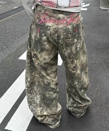 lilful | 【26年春夏新作】バックロゴ刺繍 リアルツリーカモ ワイドデニムパンツ(デニムパンツ)