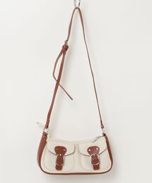 ABETTOR ダイヤゴナルフロント2ポケットPU切替えショルダーBAG