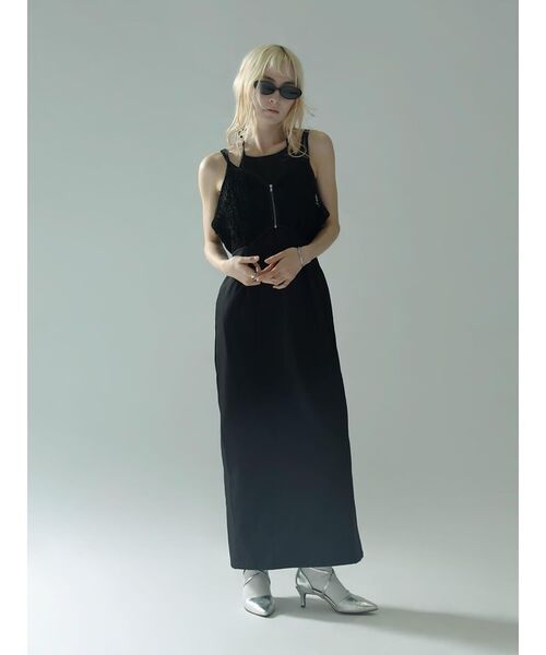 :ETHROF（イーサオブ）の「CORD EMBROIDERY BUSTIER LAYERED DRESS（ワンピース・レディース・ブラック・MEDIUM）」の2枚目の写真