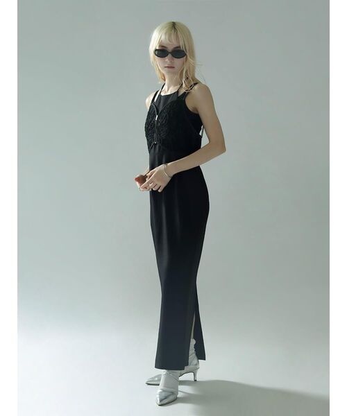 :ETHROF（イーサオブ）の「CORD EMBROIDERY BUSTIER LAYERED DRESS（ワンピース・レディース・ブラック・MEDIUM）」の4枚目の写真