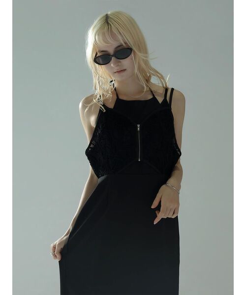 :ETHROF（イーサオブ）の「CORD EMBROIDERY BUSTIER LAYERED DRESS（ワンピース・レディース・ブラック・MEDIUM）」の7枚目の写真