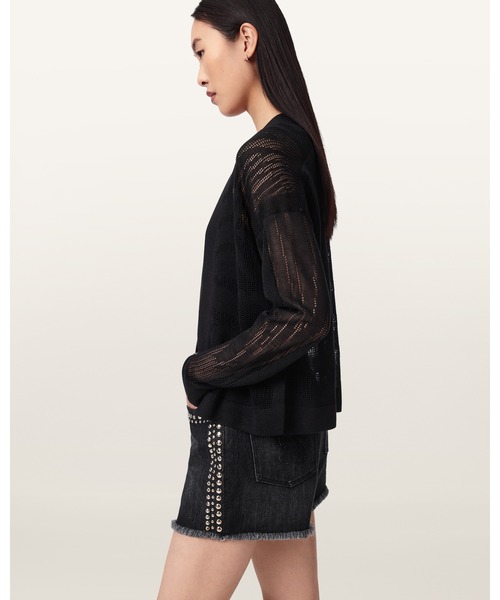 ALLSAINTS（オールセインツ）の「MISHA LONG SLEEVED CROPPED CARDIGAN | MISHA 長袖 クロップド カーディガン（カーディガン/ボレロ・レディース・ブラック・S/M/L/XS）」の3枚目の写真