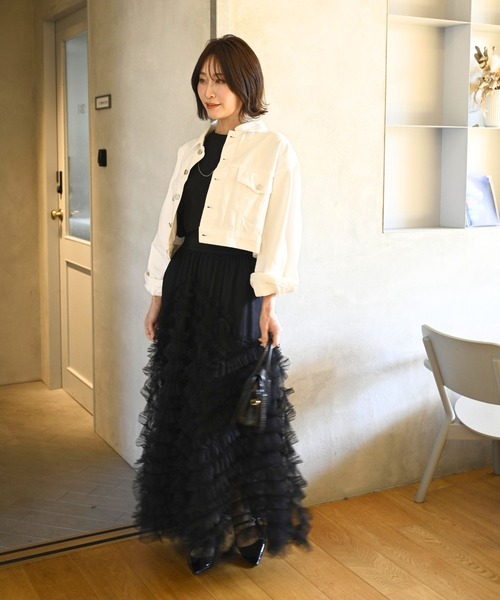 Ehre style（エーレスタイル）の「さっと羽織ると 大人の こなれ感 デニムジャケット（デニムジャケット・レディース・ホワイト/ブルー・FREE）」の16枚目の写真