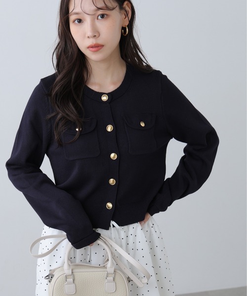 FREE'S MART（フリーズマート）の「◆Iフロントポケット金ボタンニットカーディガン（ニット/セーター・レディース・ネイビー/ライトグリーン/レッド/ホワイト系その他/ホワイト・FREE）」の4枚目の写真