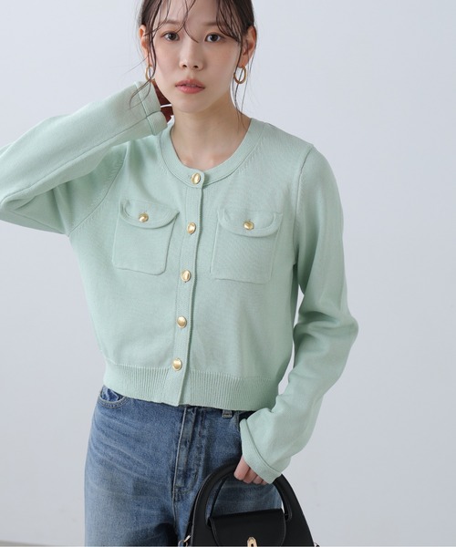 FREE'S MART（フリーズマート）の「◆Iフロントポケット金ボタンニットカーディガン（ニット/セーター・レディース・ネイビー/ライトグリーン/レッド/ホワイト系その他/ホワイト・FREE）」の3枚目の写真