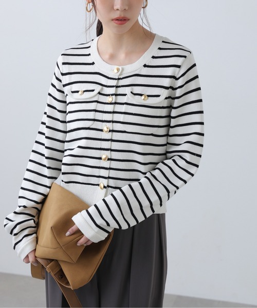 FREE'S MART（フリーズマート）の「◆Iフロントポケット金ボタンニットカーディガン（ニット/セーター・レディース・ネイビー/ライトグリーン/レッド/ホワイト系その他/ホワイト・FREE）」の8枚目の写真