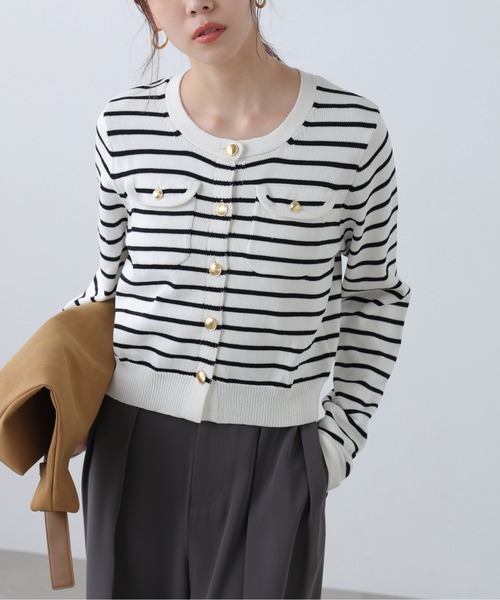 FREE'S MART（フリーズマート）の「◆Iフロントポケット金ボタンニットカーディガン（ニット/セーター・レディース・ネイビー/ライトグリーン/レッド/ホワイト系その他/ホワイト・FREE）」の10枚目の写真