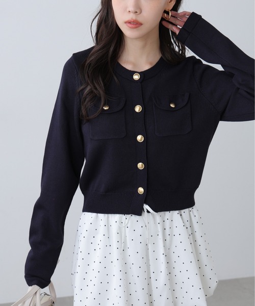 FREE'S MART（フリーズマート）の「◆Iフロントポケット金ボタンニットカーディガン（ニット/セーター・レディース・ネイビー/ライトグリーン/レッド/ホワイト系その他/ホワイト・FREE）」の11枚目の写真