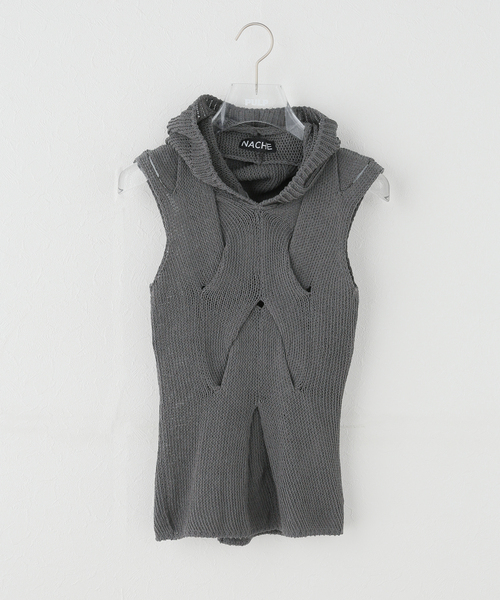 NACHE(ナチェ)の「【Geek Office / ギークオフィス】NACHE / ナチェ OUT IN KNITTED SLEEVELESS(ニット/セーター・レディース・チャコールグレー/ブラック・SMALL)」の2枚目の写真