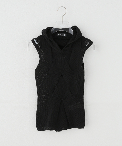 NACHE(ナチェ)の「【Geek Office / ギークオフィス】NACHE / ナチェ OUT IN KNITTED SLEEVELESS(ニット/セーター・レディース・チャコールグレー/ブラック・SMALL)」の1枚目の写真