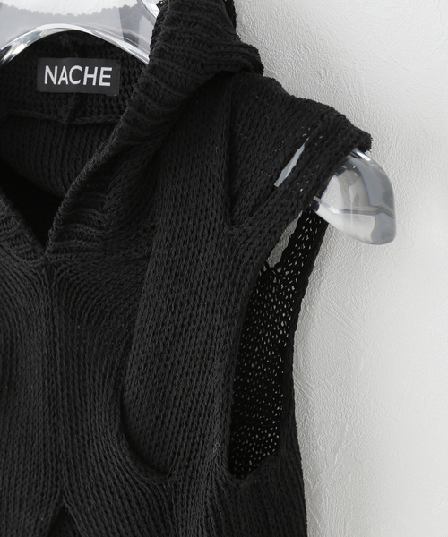 NACHE(ナチェ)の「【Geek Office / ギークオフィス】NACHE / ナチェ OUT IN KNITTED SLEEVELESS(ニット/セーター・レディース・チャコールグレー/ブラック・SMALL)」の4枚目の写真