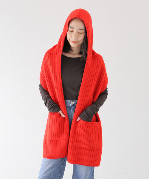 FRAMeWORK（フレームワーク）の「y YO/イーヨ hooded long muffler（マフラー・レディース・レッド・FREE）」の6枚目の写真