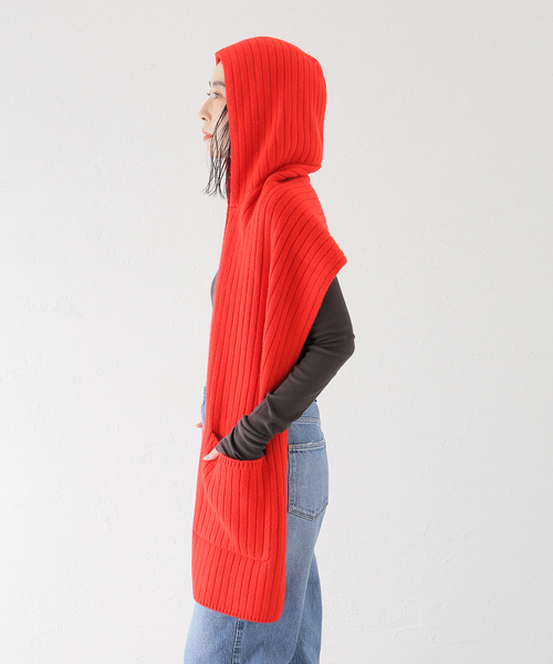 FRAMeWORK（フレームワーク）の「y YO/イーヨ hooded long muffler（マフラー・レディース・レッド・FREE）」の7枚目の写真