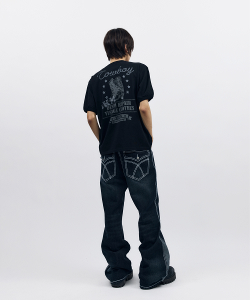 AAKAM(アーカム)の「Boots Ringer Top (Black)(Tシャツ/カットソー・レディース・その他・1/2)」の2枚目の写真