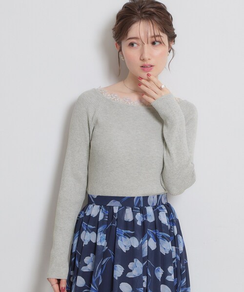 couture brooch（クチュールブローチ）の「前後2WAY衿レースカーディガン（カーディガン/ボレロ・レディース・ブラック/ライトグレー・38）」の6枚目の写真
