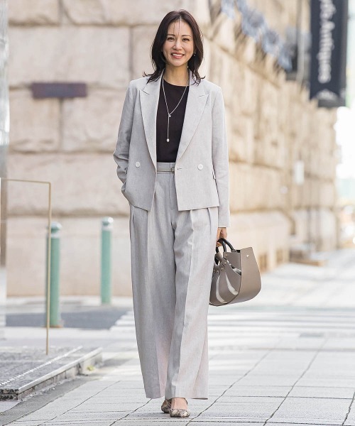 LAUTREAMONT（ロートレアモン）の「クラシックポリリネンヘリンボンジャケット≪手洗い≫（その他アウター・レディース・ベージュ・9号）」の3枚目の写真