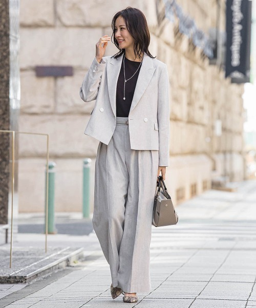 LAUTREAMONT（ロートレアモン）の「クラシックポリリネンヘリンボンジャケット≪手洗い≫（その他アウター・レディース・ベージュ・9号）」の4枚目の写真