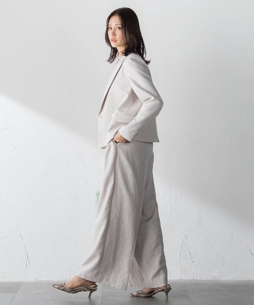 LAUTREAMONT（ロートレアモン）の「クラシックポリリネンヘリンボンジャケット≪手洗い≫（その他アウター・レディース・ベージュ・9号）」の6枚目の写真