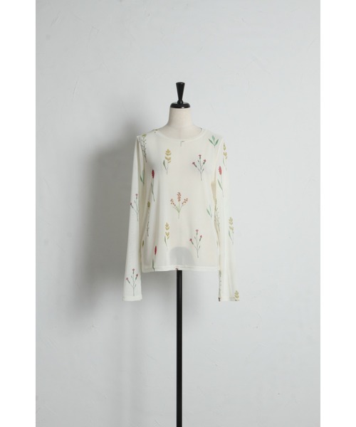 &. NOSTALGIA（アンドドットノスタルジア）の「フラワープリントシアートップス（Tシャツ/カットソー・レディース・アイボリー/ブラック・M）」の18枚目の写真