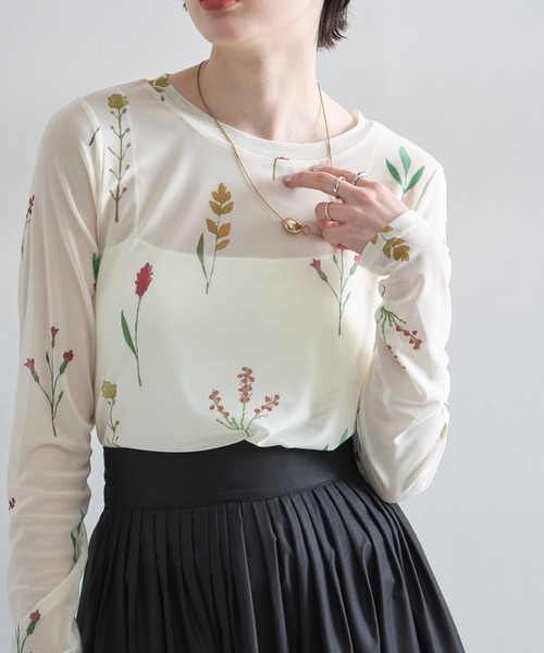 &. NOSTALGIA（アンドドットノスタルジア）の「フラワープリントシアートップス（Tシャツ/カットソー・レディース・アイボリー/ブラック・M）」の15枚目の写真