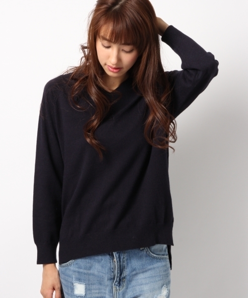 Heather(ヘザー)の「ハイゲージスリットVニット 712944(ニット/セーター・レディース・ベージュ/ネイビー/グレー/アイボリー/ピンク系その他/ライトピンク・FREE)」の1枚目の写真