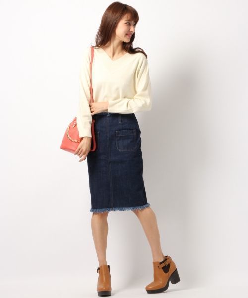 Heather(ヘザー)の「ハイゲージスリットVニット 712944(ニット/セーター・レディース・ベージュ/ネイビー/グレー/アイボリー/ピンク系その他/ライトピンク・FREE)」の12枚目の写真