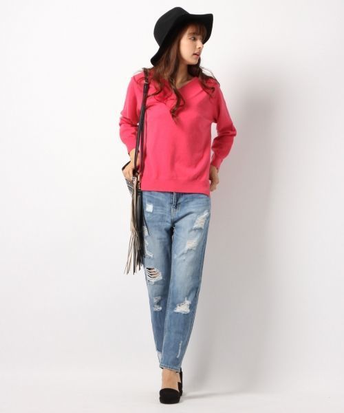 Heather(ヘザー)の「ハイゲージスリットVニット 712944(ニット/セーター・レディース・ベージュ/ネイビー/グレー/アイボリー/ピンク系その他/ライトピンク・FREE)」の14枚目の写真