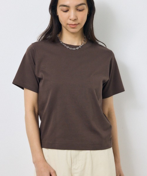 AZUL by moussy(アズールバイマウジー)の「プレミアムコットンベーシック半袖Tシャツ 夏服 秋服 春服(Tシャツ/カットソー・レディース・ブラウン/ブラック/オフホワイト/ライトイエロー・SMALL/MEDIUM)」の1枚目の写真