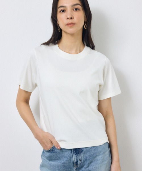 AZUL by moussy(アズールバイマウジー)の「プレミアムコットンベーシック半袖Tシャツ 夏服 秋服 春服(Tシャツ/カットソー・レディース・ブラウン/ブラック/オフホワイト/ライトイエロー・SMALL/MEDIUM)」の2枚目の写真