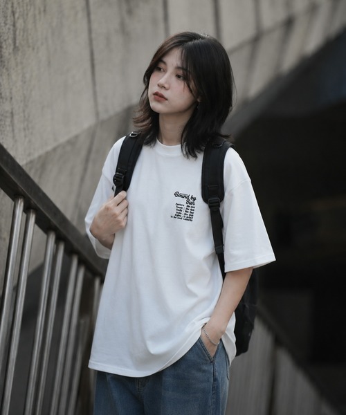 ZIP FIVE(ジップファイブ)の「高密度編み 度詰め天竺 半袖Tシャツ 左胸 / メッセージ刺繍 エンブロイダリー(Tシャツ/カットソー・メンズ・ブラック/ブルー/グレー/ホワイト・LARGE/MEDIUM)」の2枚目の写真