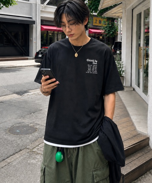 ZIP FIVE(ジップファイブ)の「高密度編み 度詰め天竺 半袖Tシャツ 左胸 / メッセージ刺繍 エンブロイダリー(Tシャツ/カットソー・メンズ・ブラック/ブルー/グレー/ホワイト・LARGE/MEDIUM)」の3枚目の写真