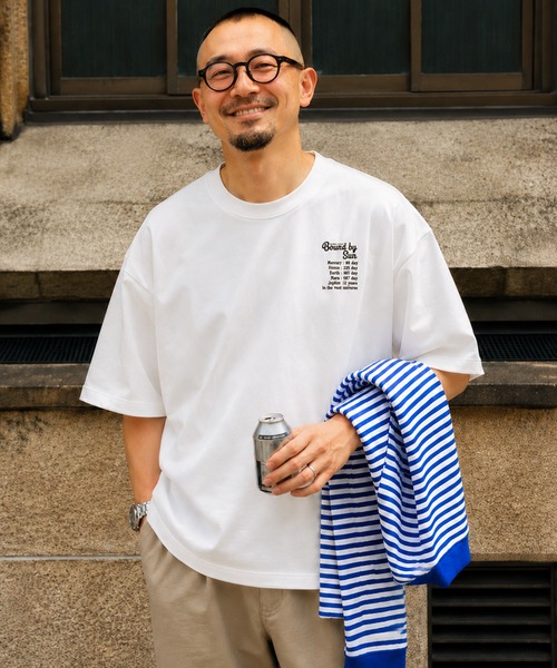 ZIP FIVE(ジップファイブ)の「高密度編み 度詰め天竺 半袖Tシャツ 左胸 / メッセージ刺繍 エンブロイダリー(Tシャツ/カットソー・メンズ・ブラック/ブルー/グレー/ホワイト・LARGE/MEDIUM)」の12枚目の写真