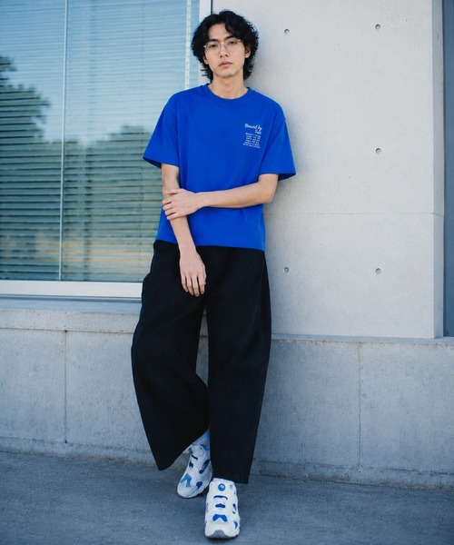 ZIP FIVE(ジップファイブ)の「高密度編み 度詰め天竺 半袖Tシャツ 左胸 / メッセージ刺繍 エンブロイダリー(Tシャツ/カットソー・メンズ・ブラック/ブルー/グレー/ホワイト・LARGE/MEDIUM)」の20枚目の写真