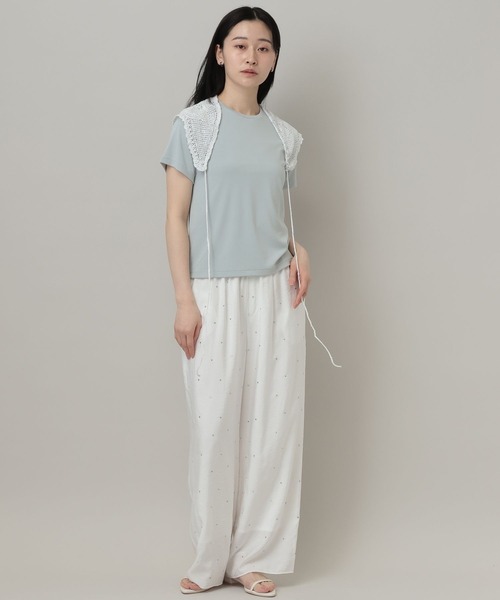 A part by（アパートバイ）の「クロシェトライアングルスカーフ（ストール/ショール・レディース・オフホワイト/ブラック・FREE）」の11枚目の写真