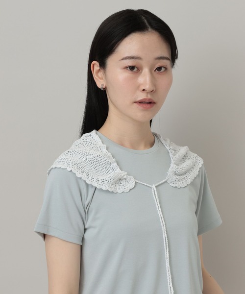 A part by（アパートバイ）の「クロシェトライアングルスカーフ（ストール/ショール・レディース・オフホワイト/ブラック・FREE）」の12枚目の写真