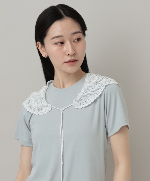 A part by（アパートバイ）の「クロシェトライアングルスカーフ（ストール/ショール・レディース・オフホワイト/ブラック・FREE）」の13枚目の写真