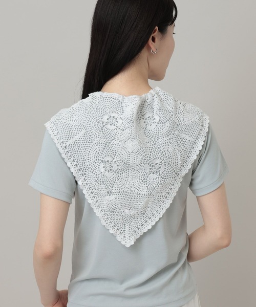 A part by（アパートバイ）の「クロシェトライアングルスカーフ（ストール/ショール・レディース・オフホワイト/ブラック・FREE）」の14枚目の写真