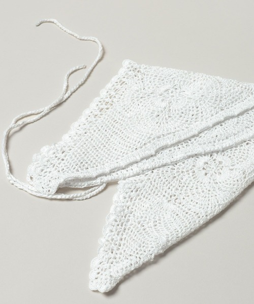 A part by（アパートバイ）の「クロシェトライアングルスカーフ（ストール/ショール・レディース・オフホワイト/ブラック・FREE）」の18枚目の写真